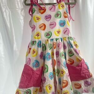 Colorful Heart Print Kids Casual Dress